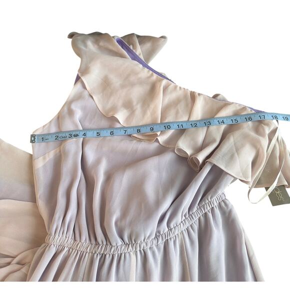 Eva Mendes Dress Purple One Shoulder Fairy Whimsical Flowy Long Maxi Medium - Picture 11 of 13